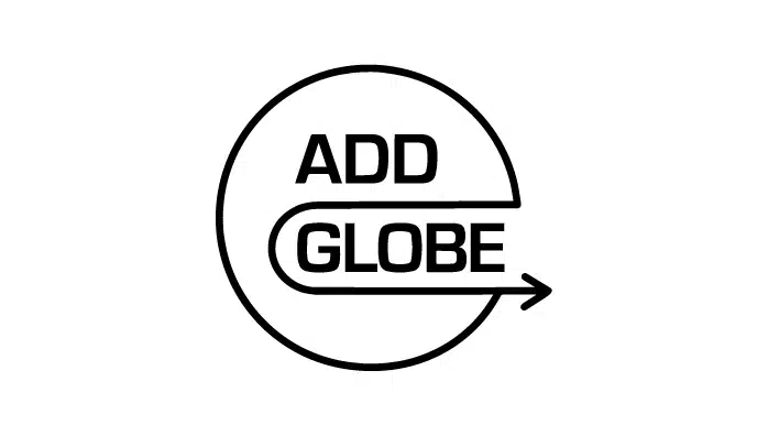 Logo del produttore Add Globa: nome dentro ad un cerchio tutto in nero